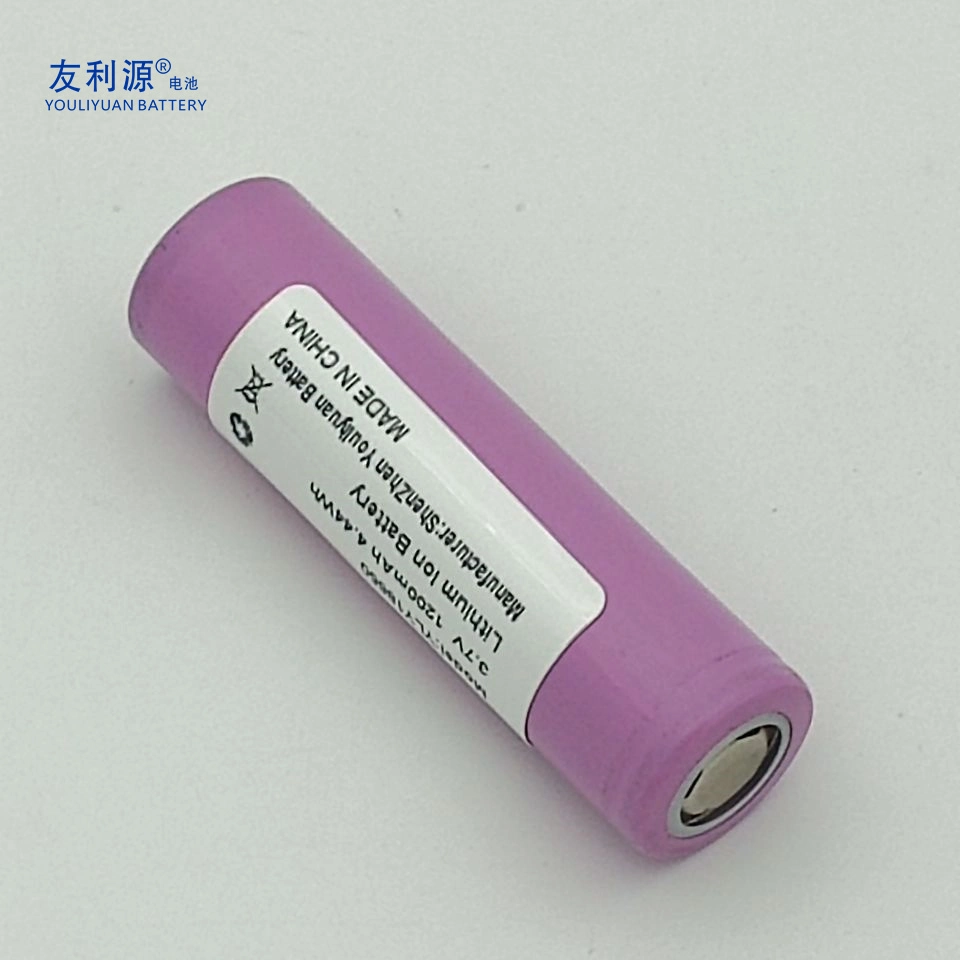 Cyclindrical Hot Sale Rechargeable Li Ion 18650 Battery 1200mAh Single Cell for Tie Rod Audio /Lawn Light